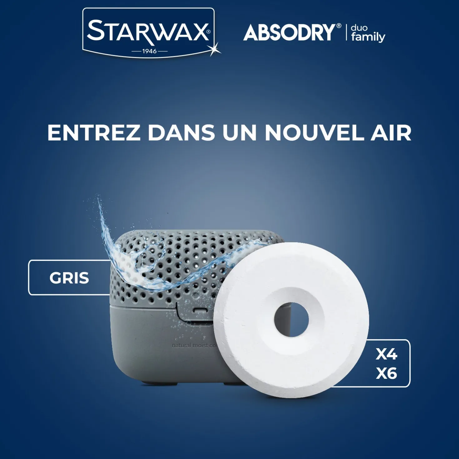 Absorbeur d'humidité Compact + 1 tablette