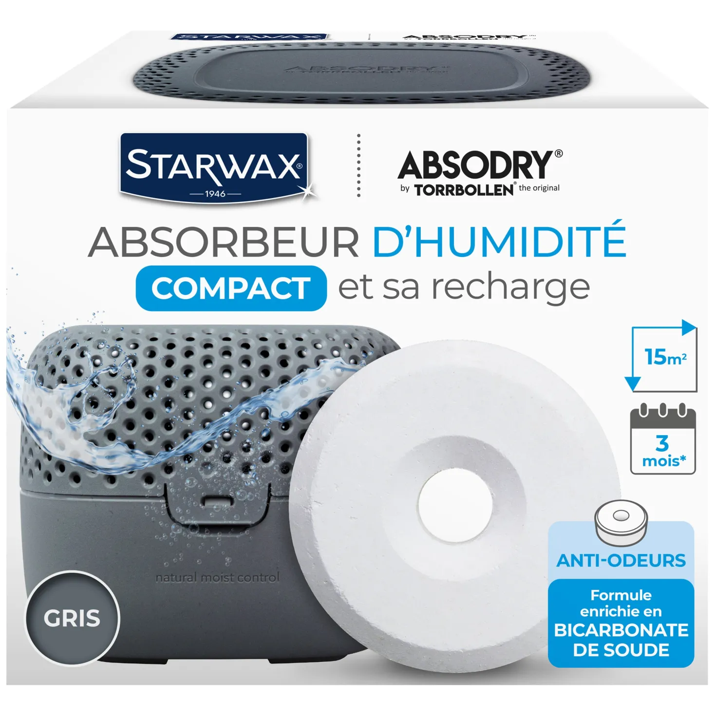 Absorbeur d'humidité Compact + 1 tablette