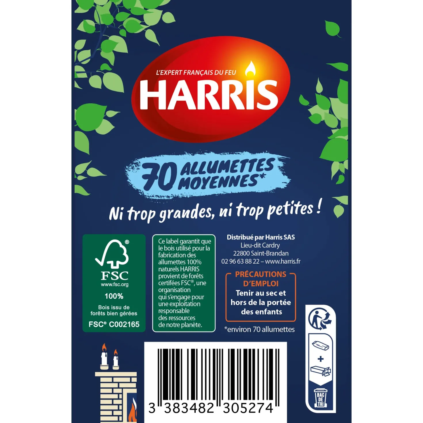 70 Allumettes moyennes certifiées FSC®