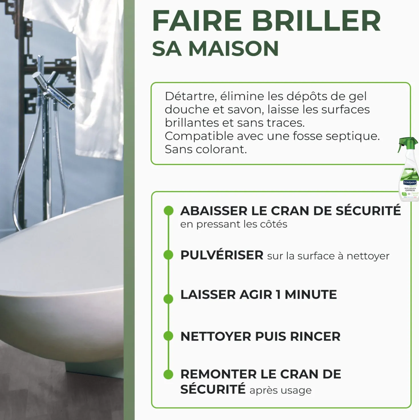 Anti-calcaire express pour salle de bains