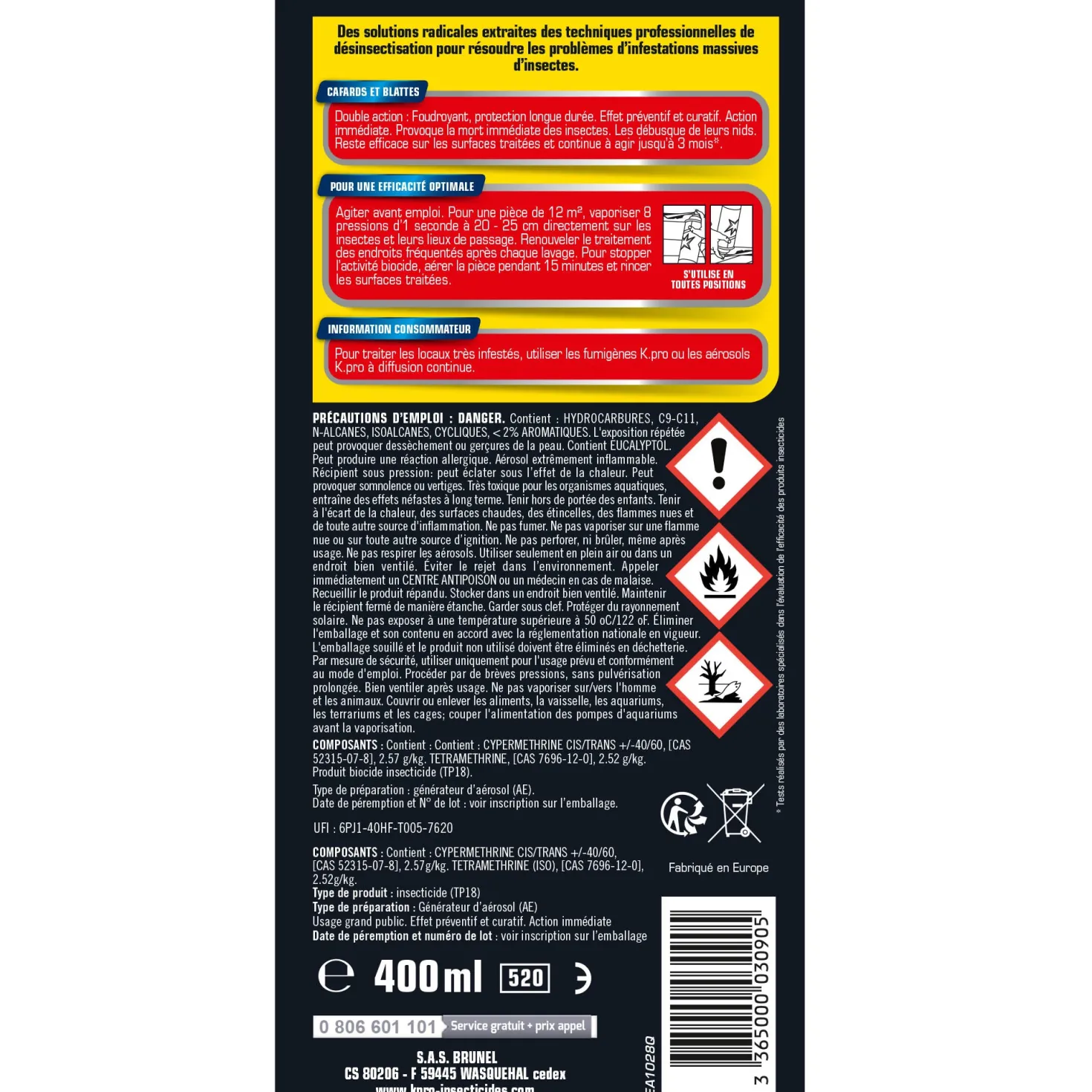 Aérosol foudroyant cafards et blattes