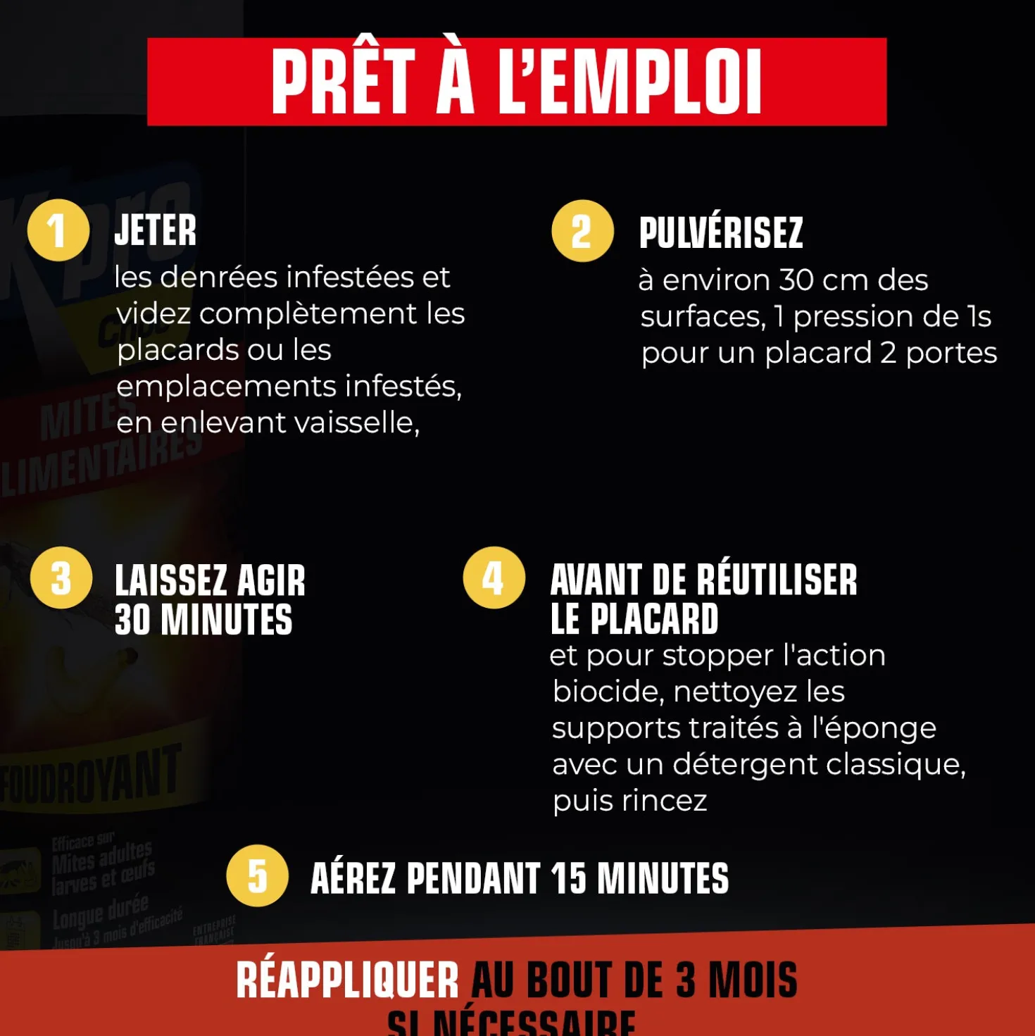 Aérosol foudroyant mites alimentaires