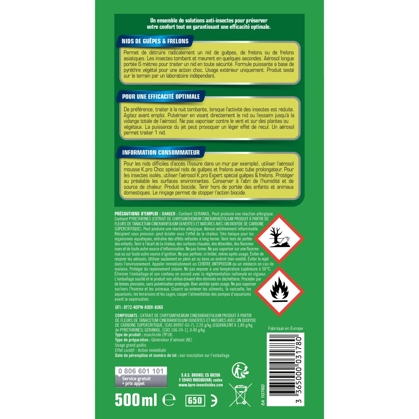 Aérosol foudroyant nids de guêpes et frelons