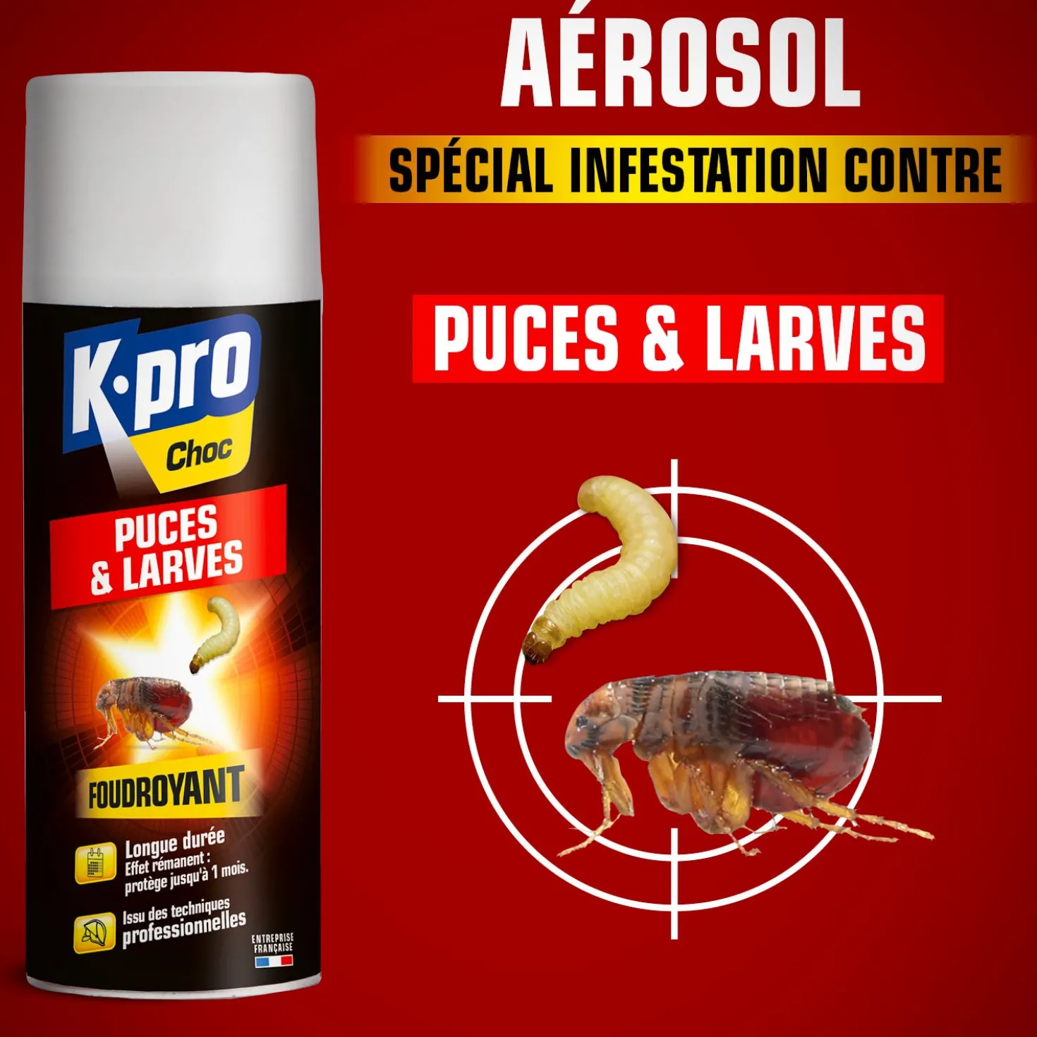 Aérosol foudroyant puces et larves