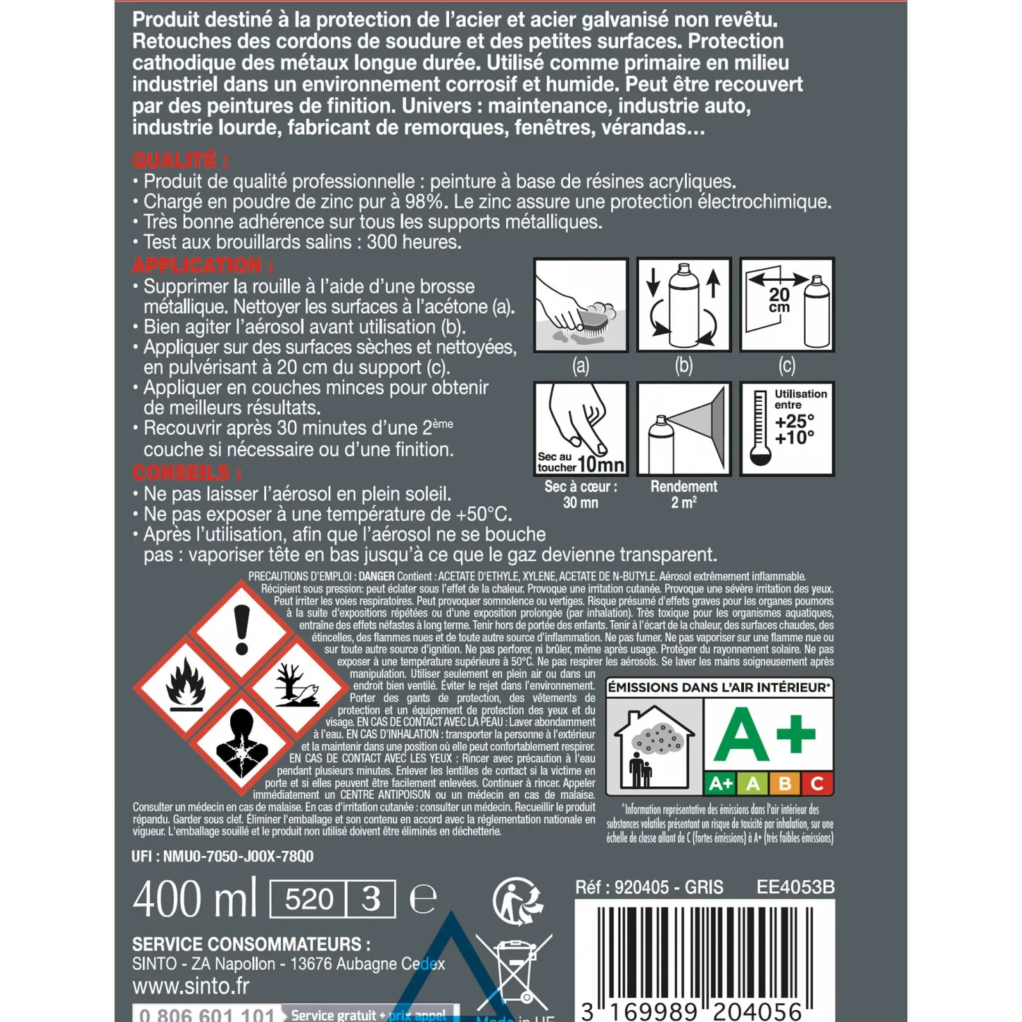 Aérosol galva zinc