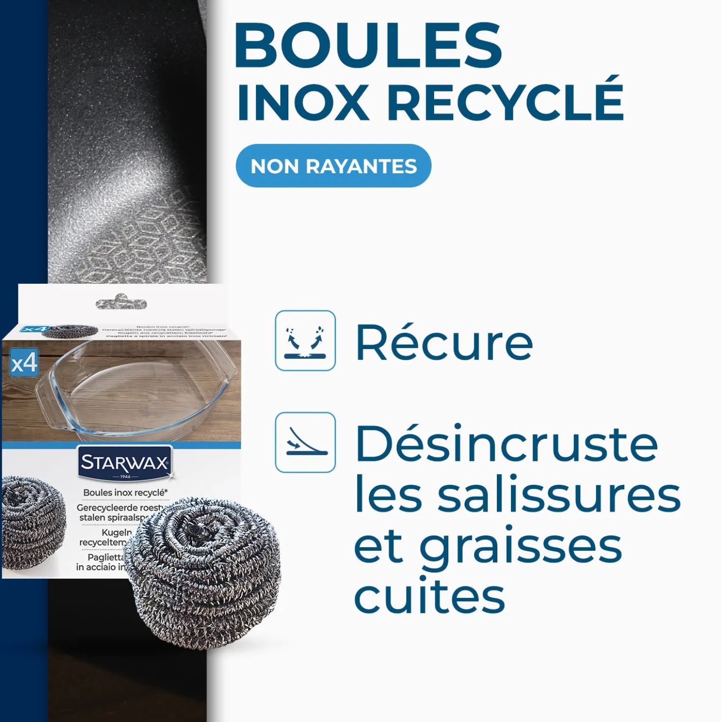 Boules inox recyclées x4 (70% recyclé)