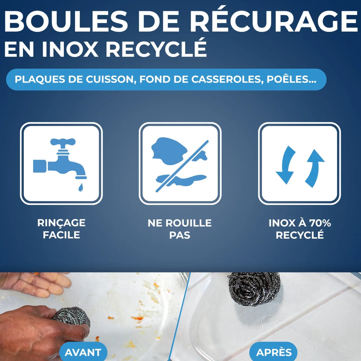 Boules inox recyclées x4 (70% recyclé)