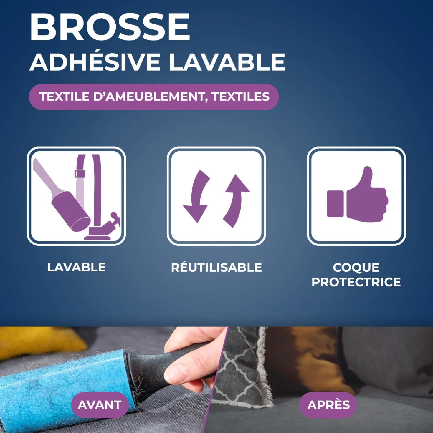 Brosse adhésive lavable