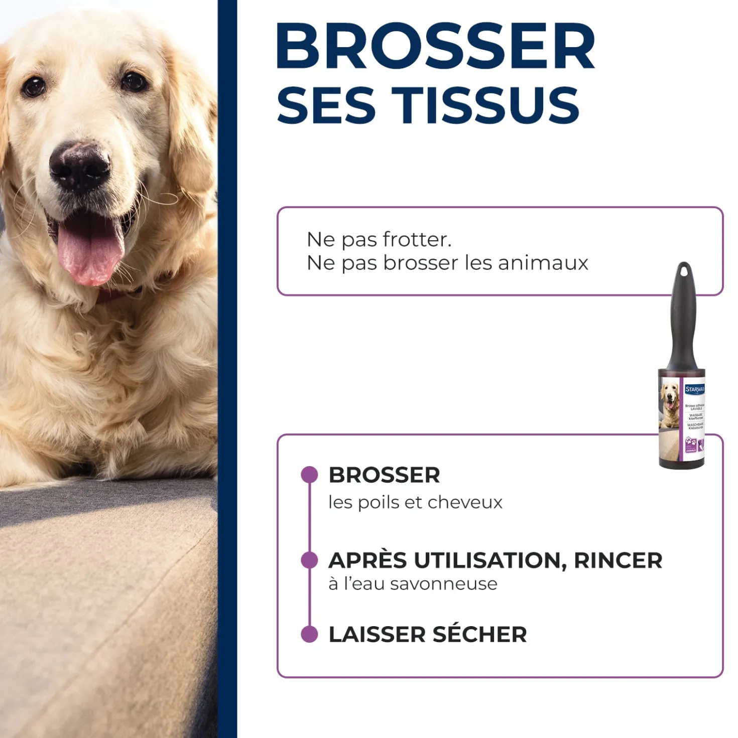 Brosse adhésive lavable