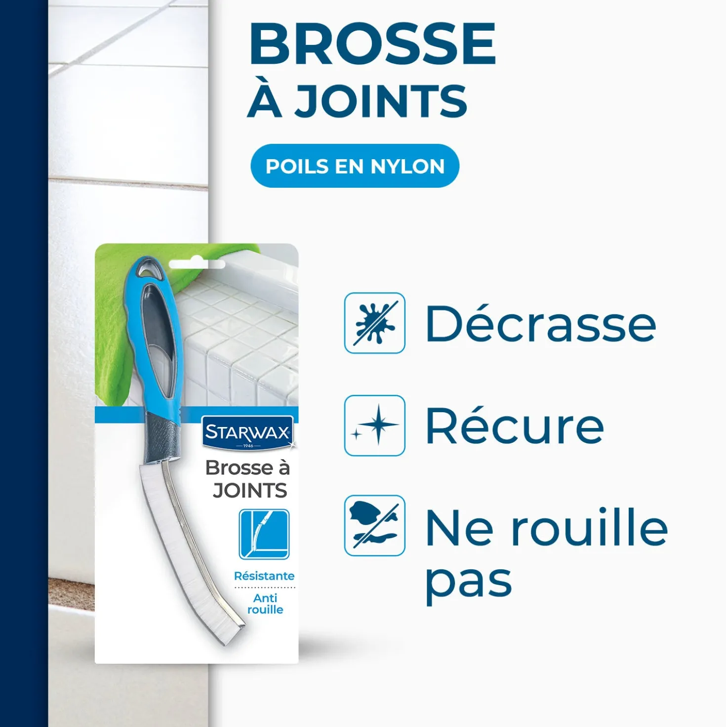 Brosse à joints ergonomie