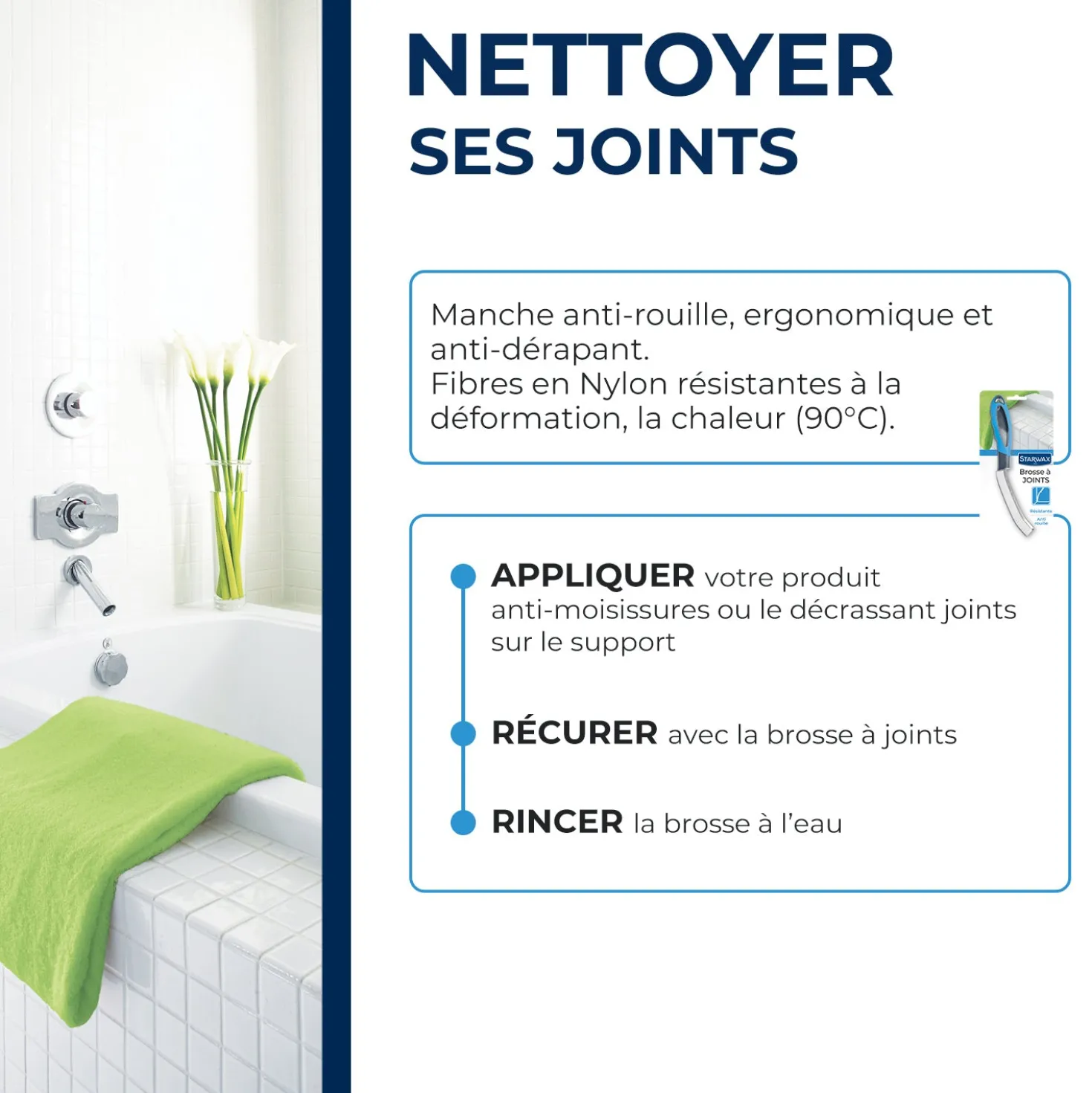 Brosse à joints ergonomie