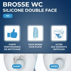 Brosse WC en silicone avec support mural