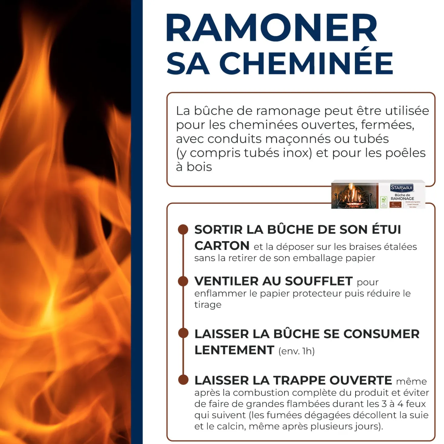 Buche de ramonage pour poêle et cheminée PEFC
