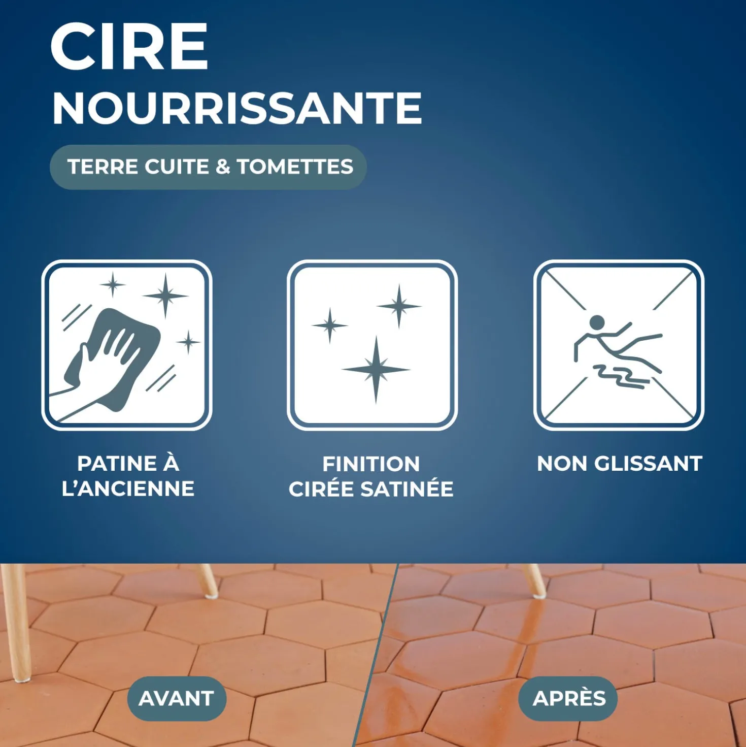 Cire nourrissante (patine à l'ancienne) pour tomettes et terres cuites