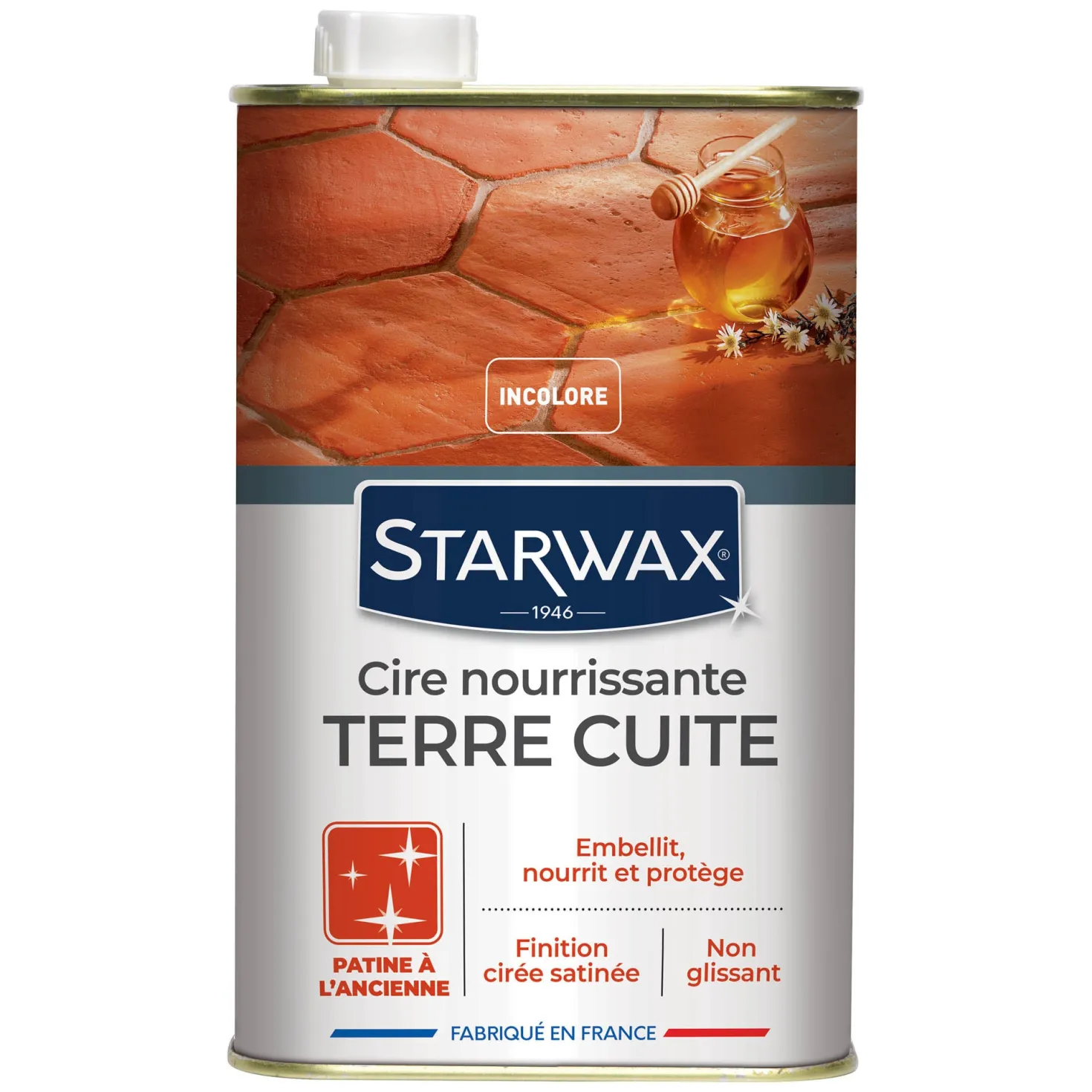 Cire nourrissante (patine à l'ancienne) pour tomettes et terres cuites