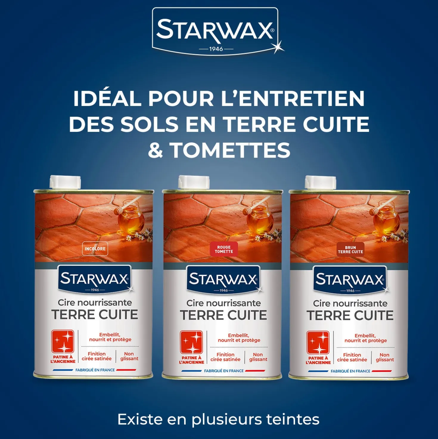 Cire nourrissante (patine à l'ancienne) pour tomettes et terres cuites