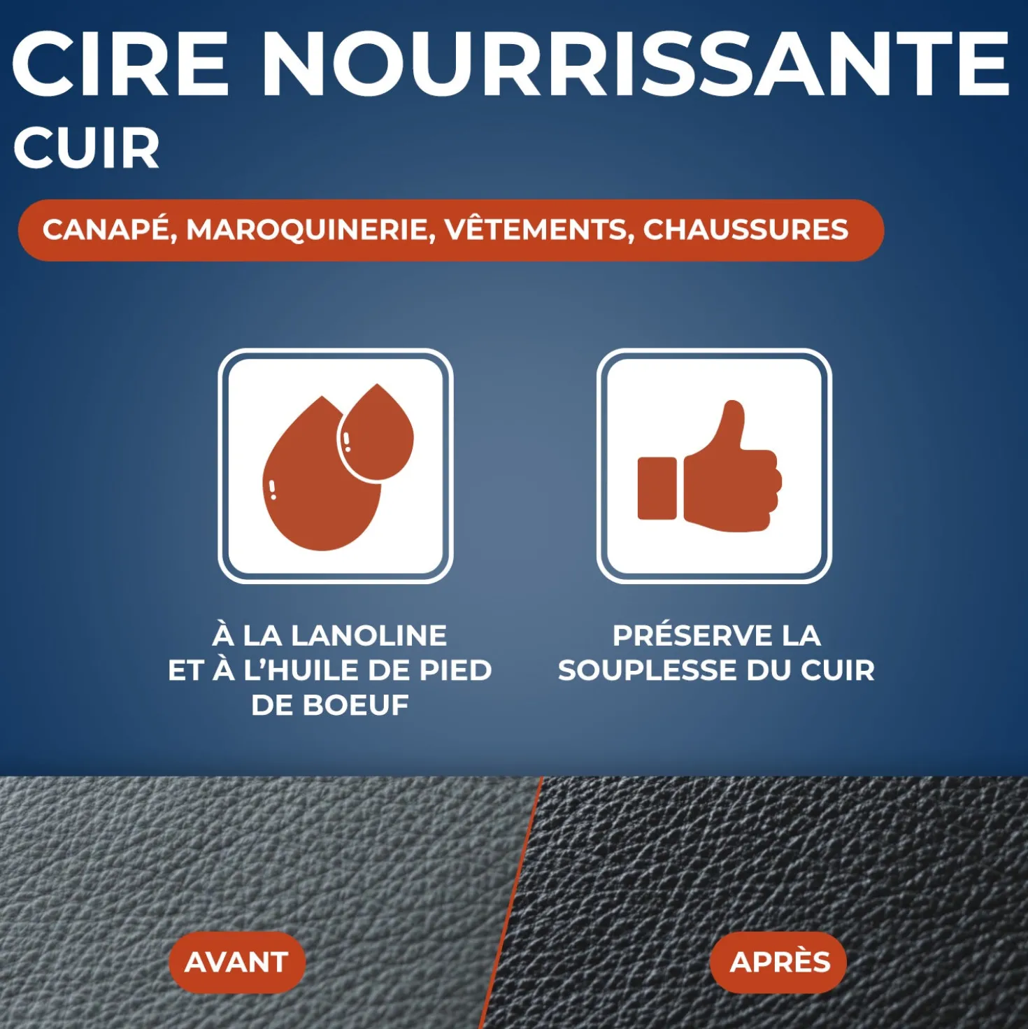 Cire rénovante nourrissante pour cuirs secs