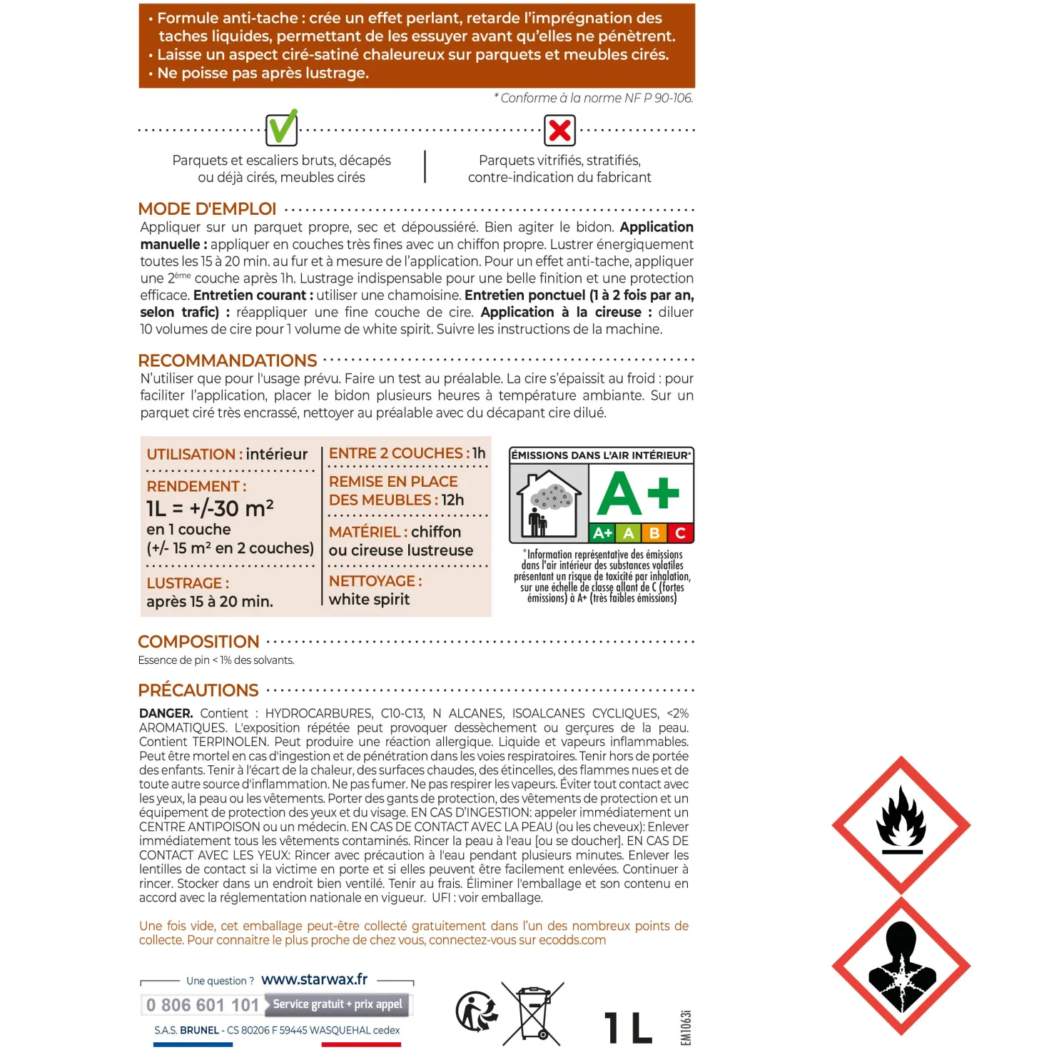 Cire Starlon anti-tache pour parquets cirés