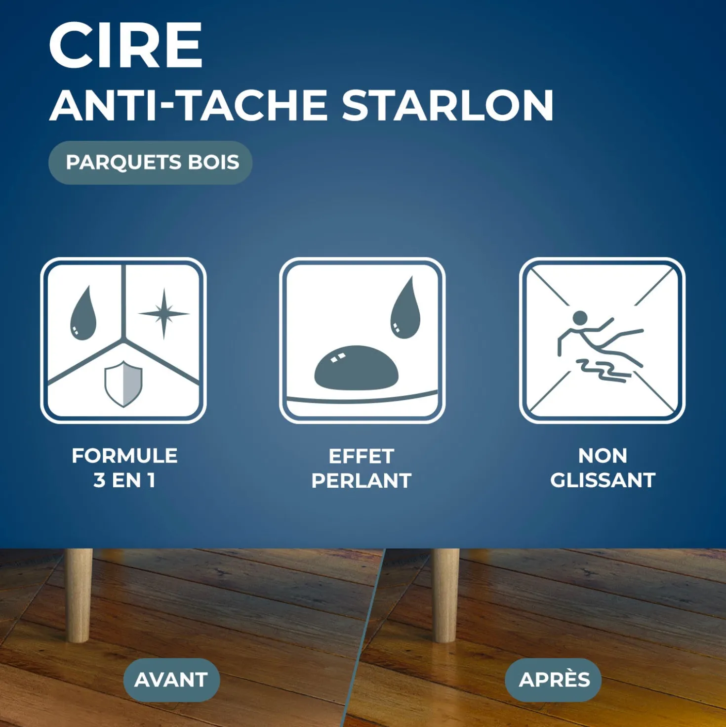 Cire Starlon anti-tache pour parquets cirés