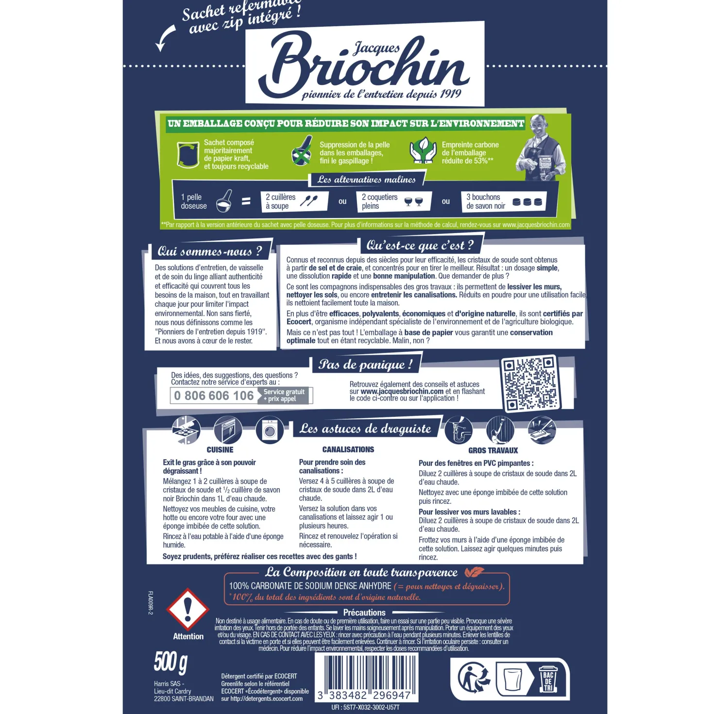 Cristaux de soude en sachet Doypack