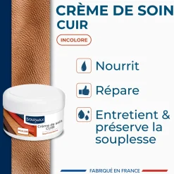Crème de soin incolore pour cuir