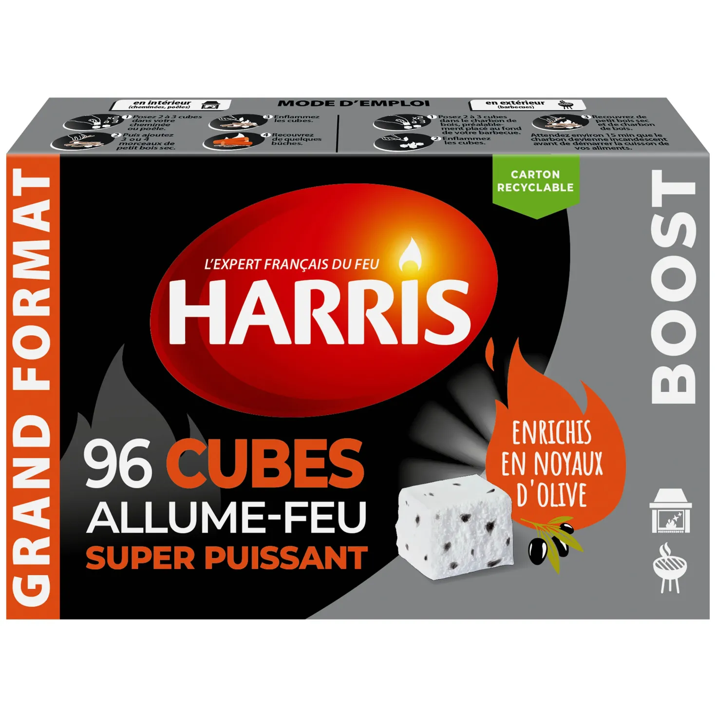 96 cubes allume feu super puissant