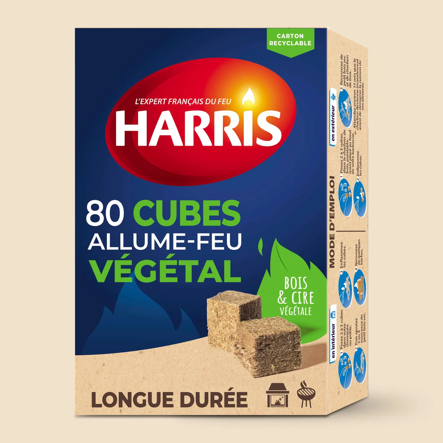 80 cubes allume feu 100% végétal FSC®