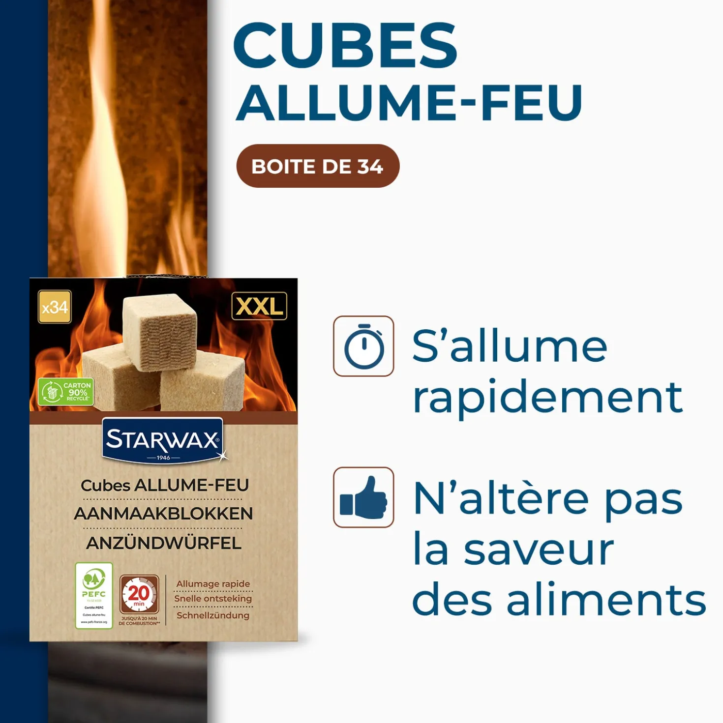 Cubes allume feu XXL PEFC