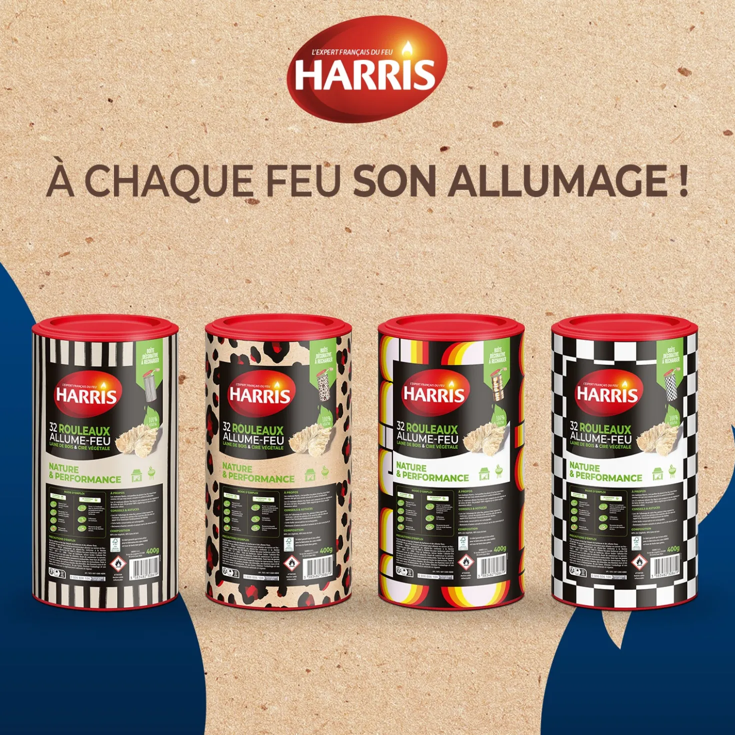 Cylindre Rouleaux allume feu 100% végétal