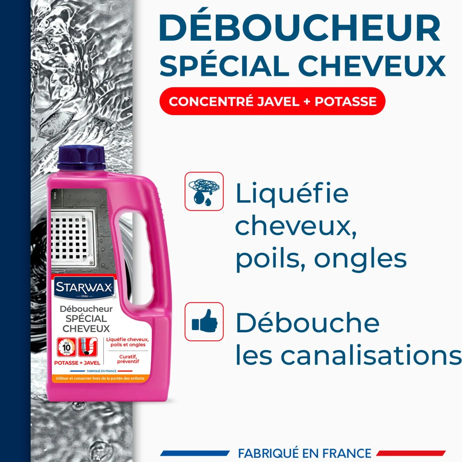 Déboucheur canalisations spécial cheveux