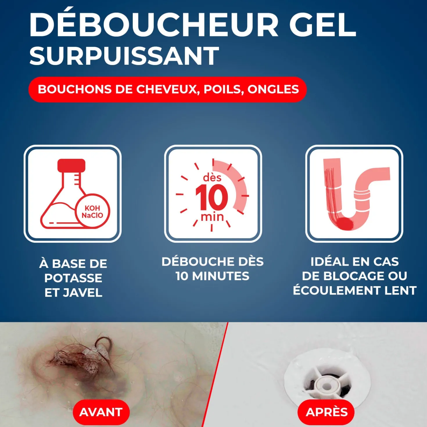 Déboucheur canalisations spécial cheveux