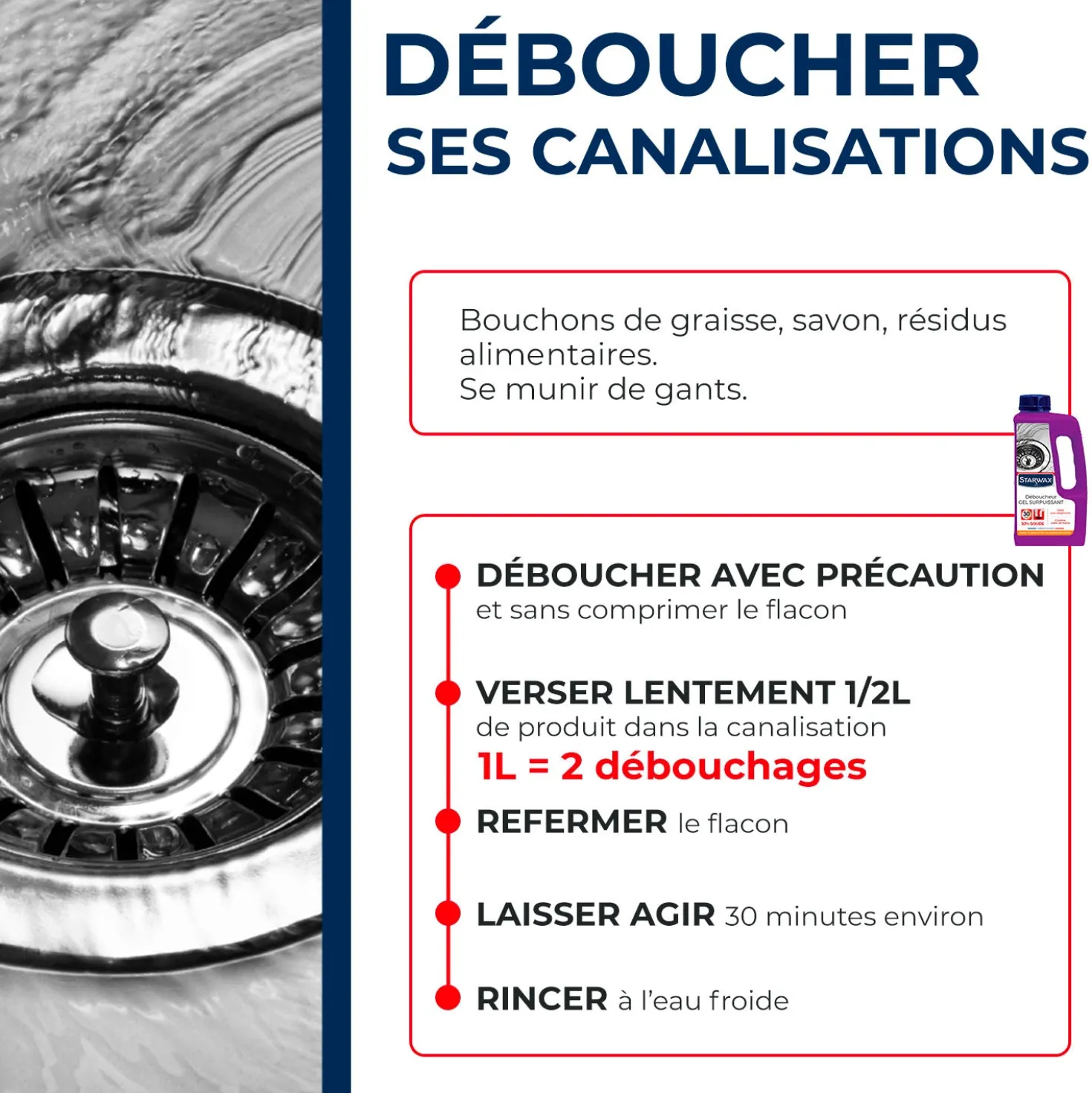 Déboucheur gel pour canalisations