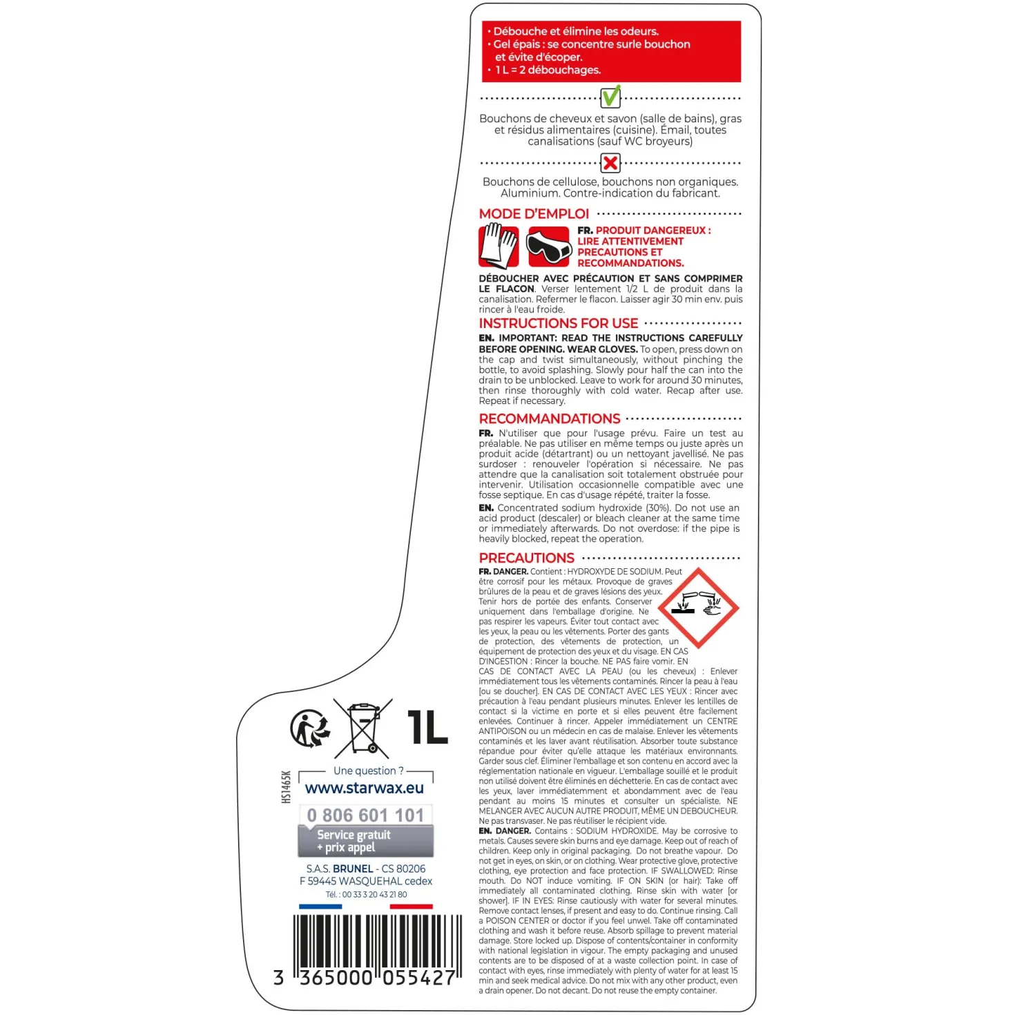 Déboucheur gel pour canalisations
