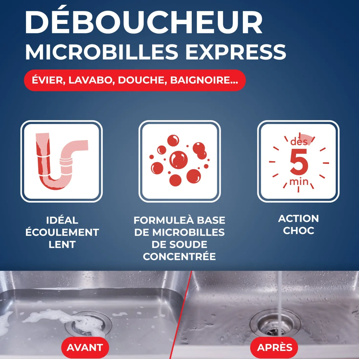 Déboucheur microbilles pour canalisations