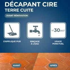 Décapant cire avant rénovation pour tomettes et terres cuites