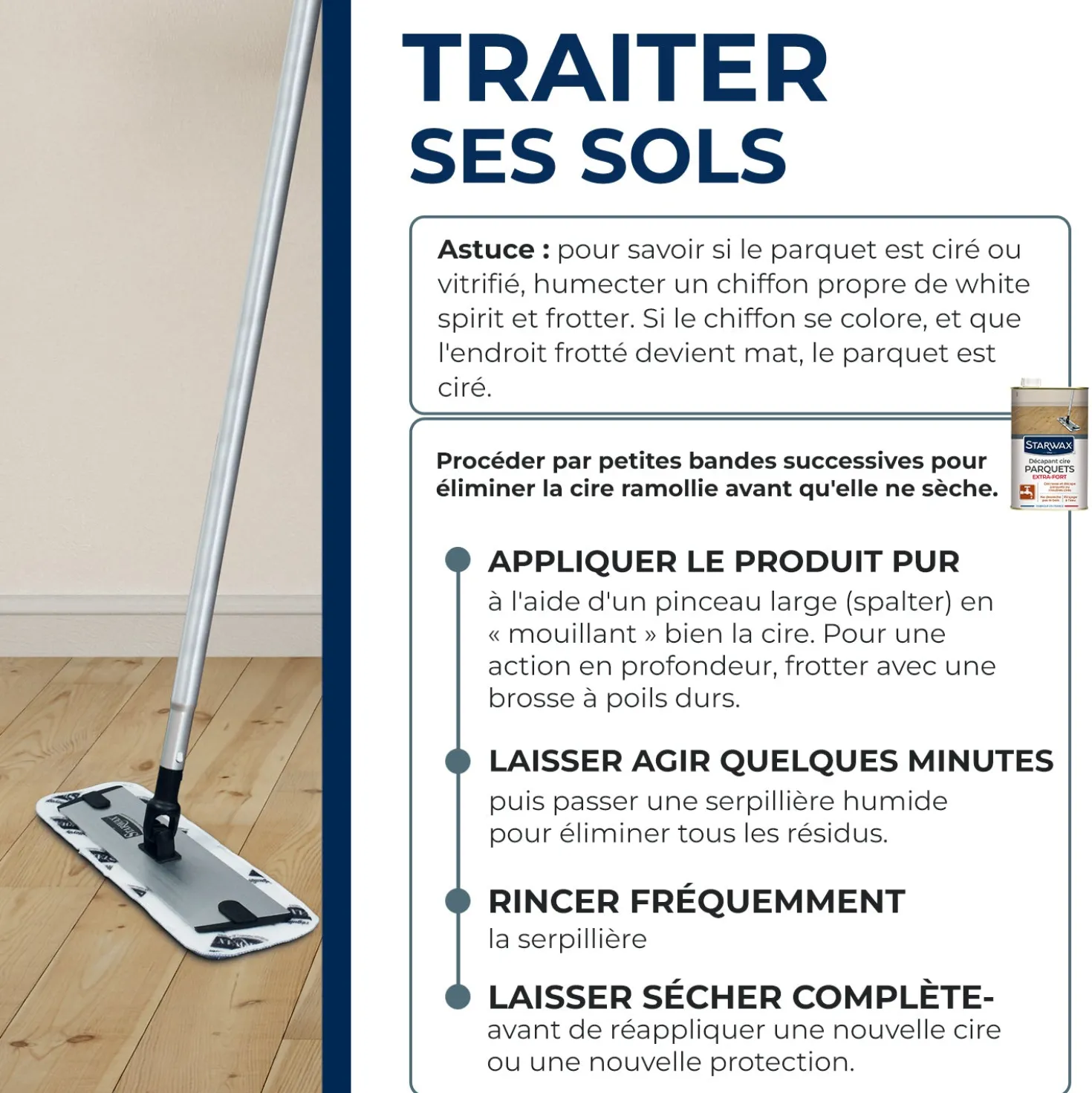 Décapant cire pour parquets cirés