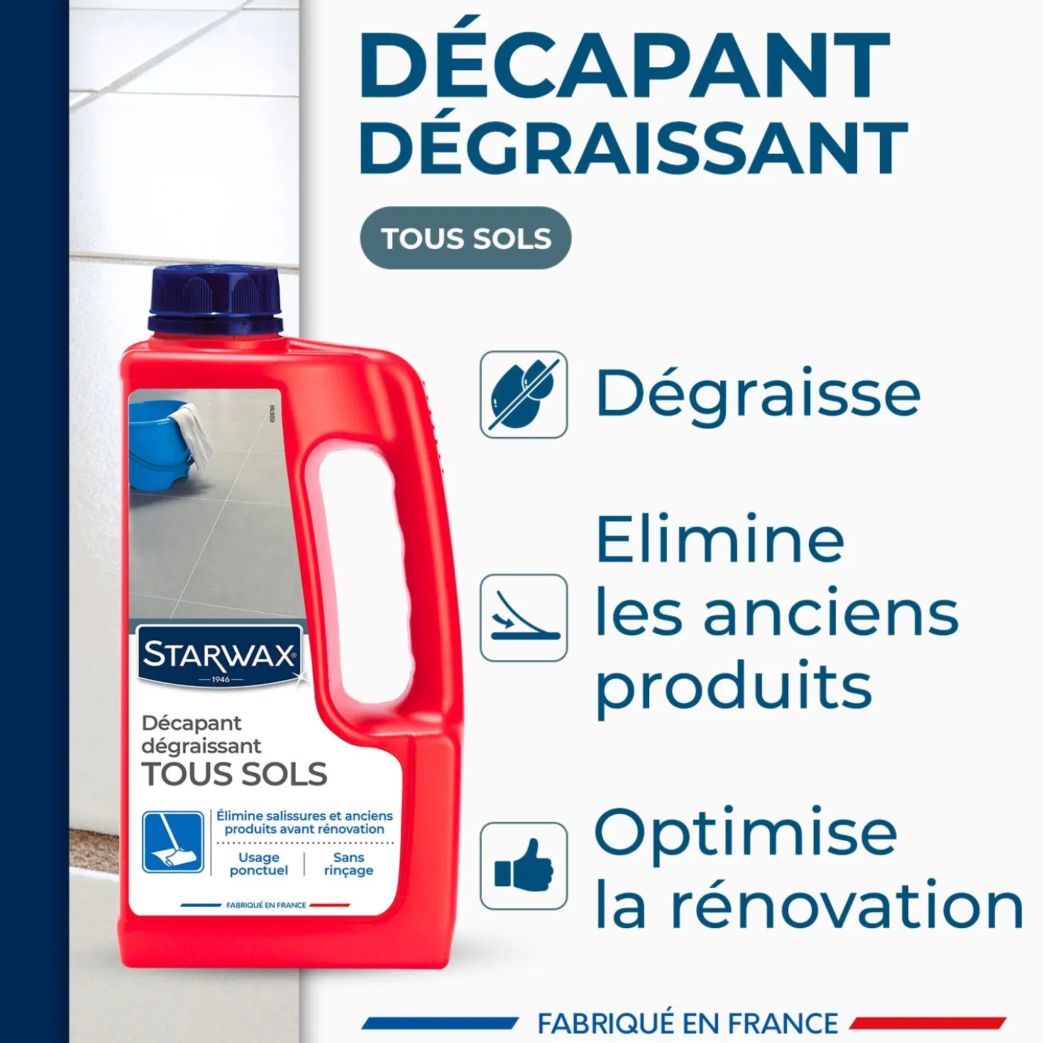 Décapant sans rinçage pour sols intérieurs