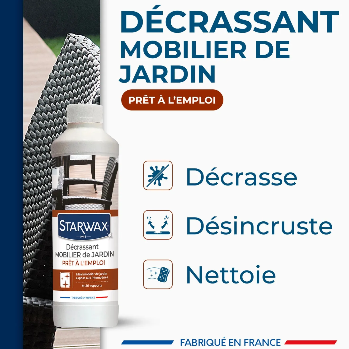 Décrassant multi-supports pour mobilier de jardin