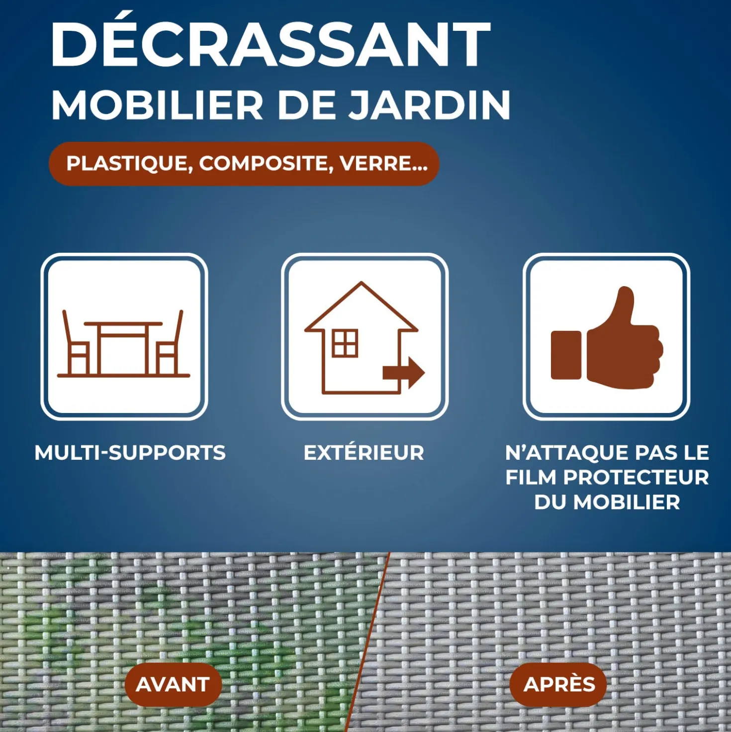 Décrassant multi-supports pour mobilier de jardin