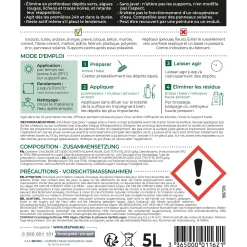 Destructeur de dépôts verts, rouges, lichens et traces noires prêt à l'emploi pour toitures, murs et sols extérieurs