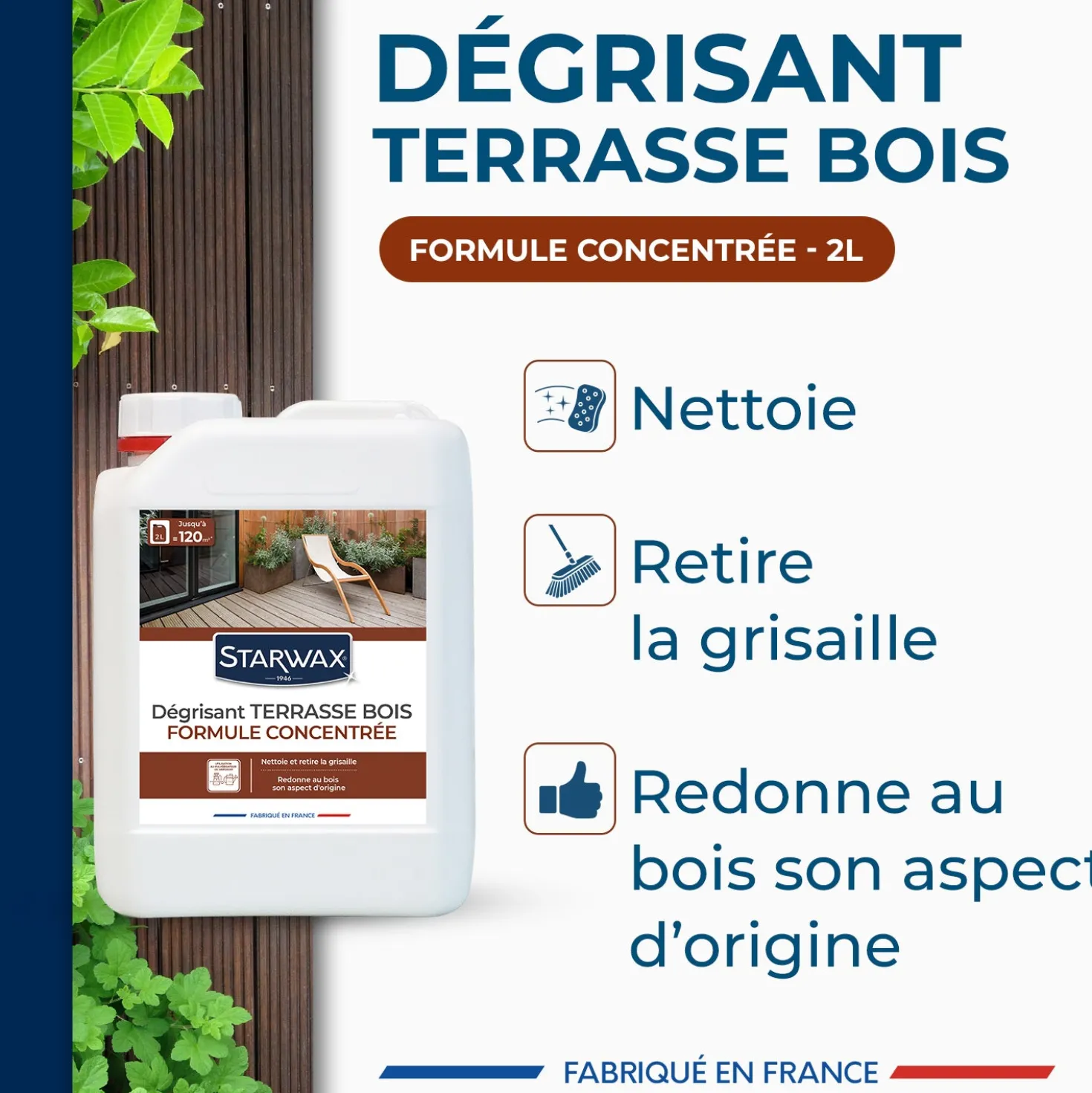 Dégrisant concentré pour terrasse en bois