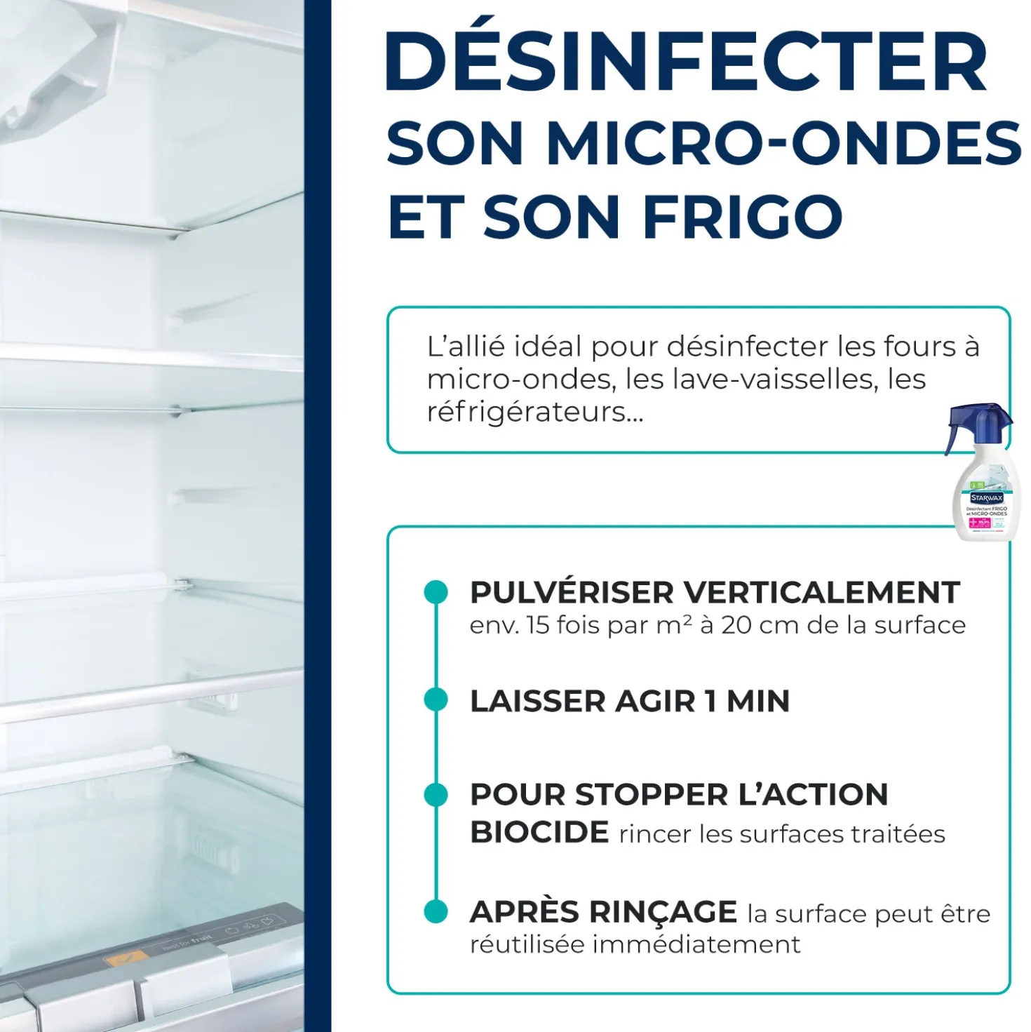 Désinfectant pour réfrigérateur et micro-ondes