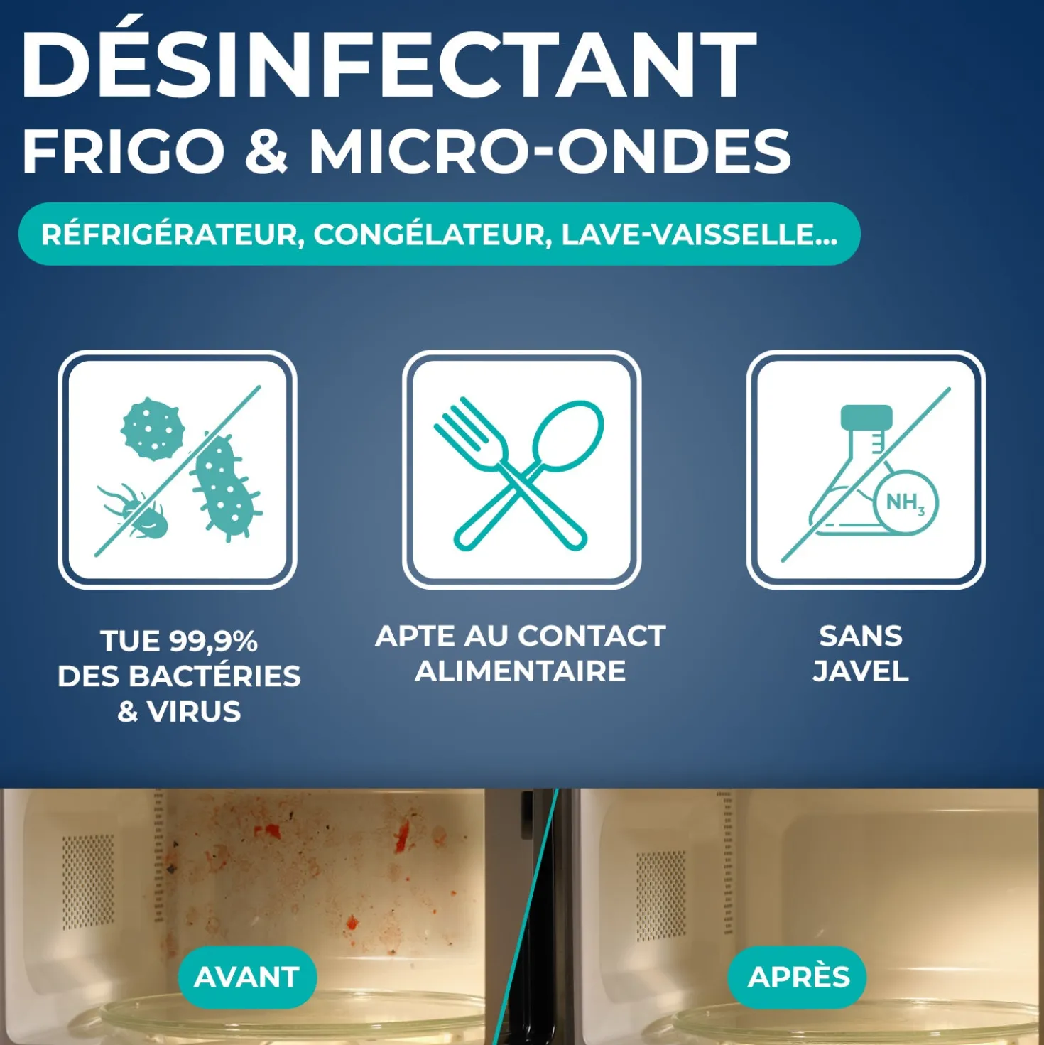 Désinfectant pour réfrigérateur et micro-ondes