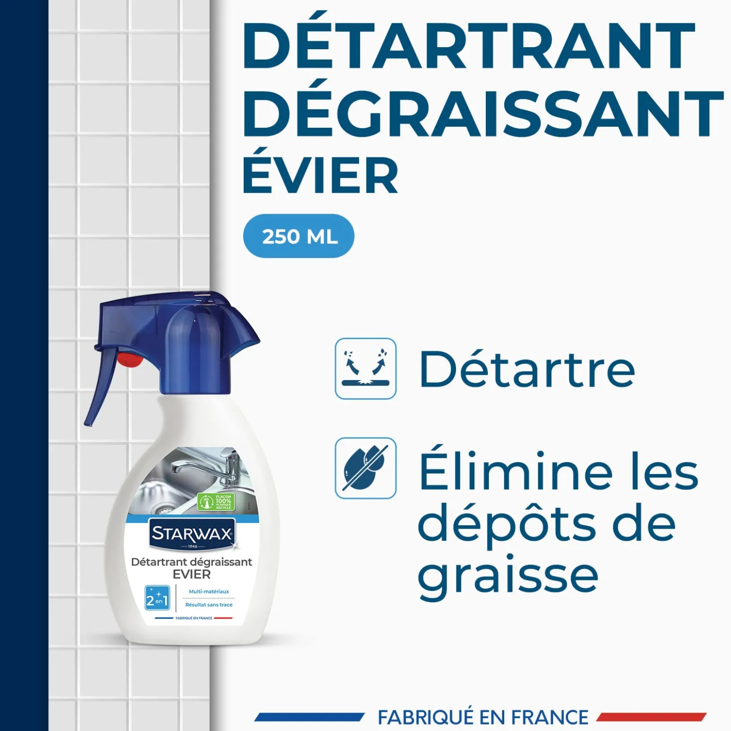 Détartrant dégraissant pour évier