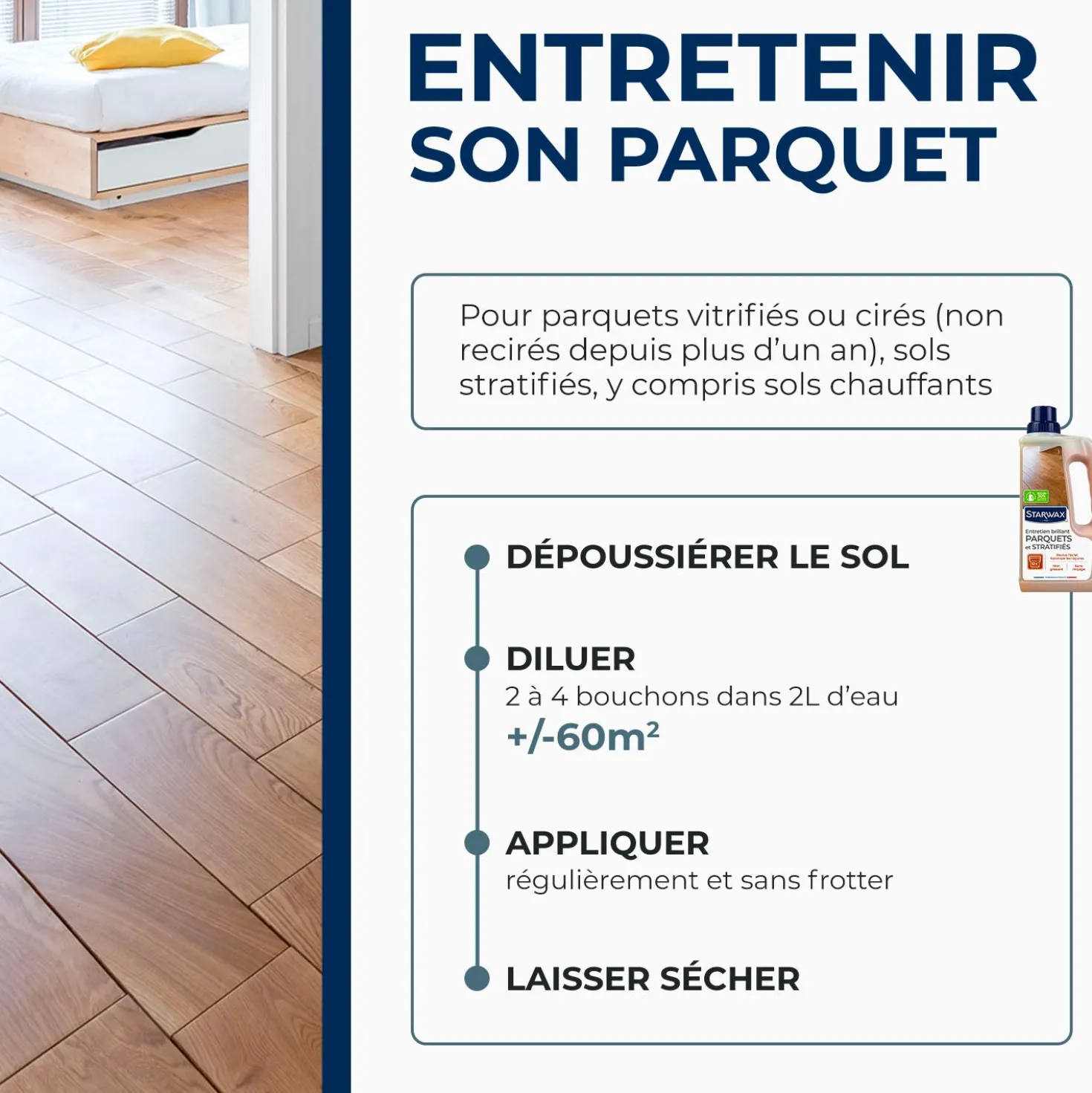 Entretien brillant pour parquets et sols stratifiés