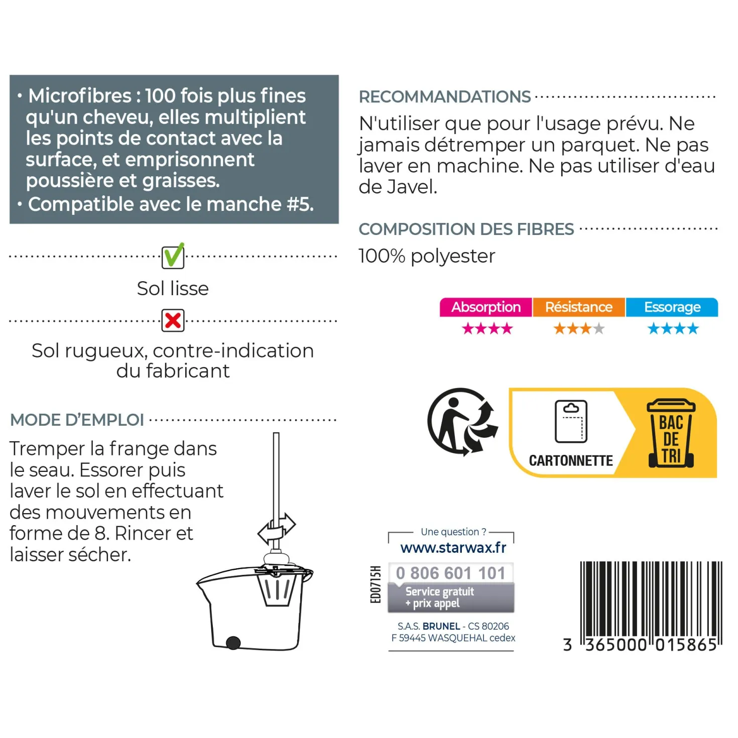 Frange microfibre pour sols lisses