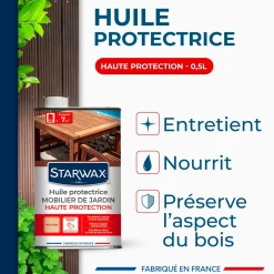 Huile protectrice formule enrichie pour mobilier de jardin en bois