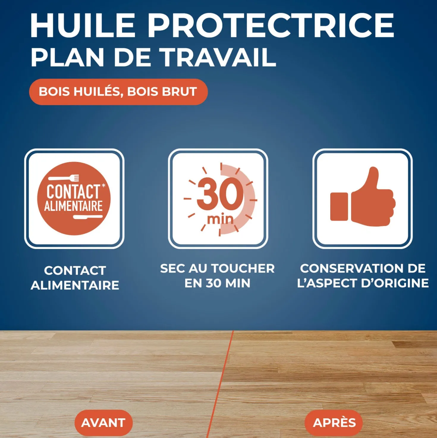 Huile protectrice pour plan de travail en bois huilé