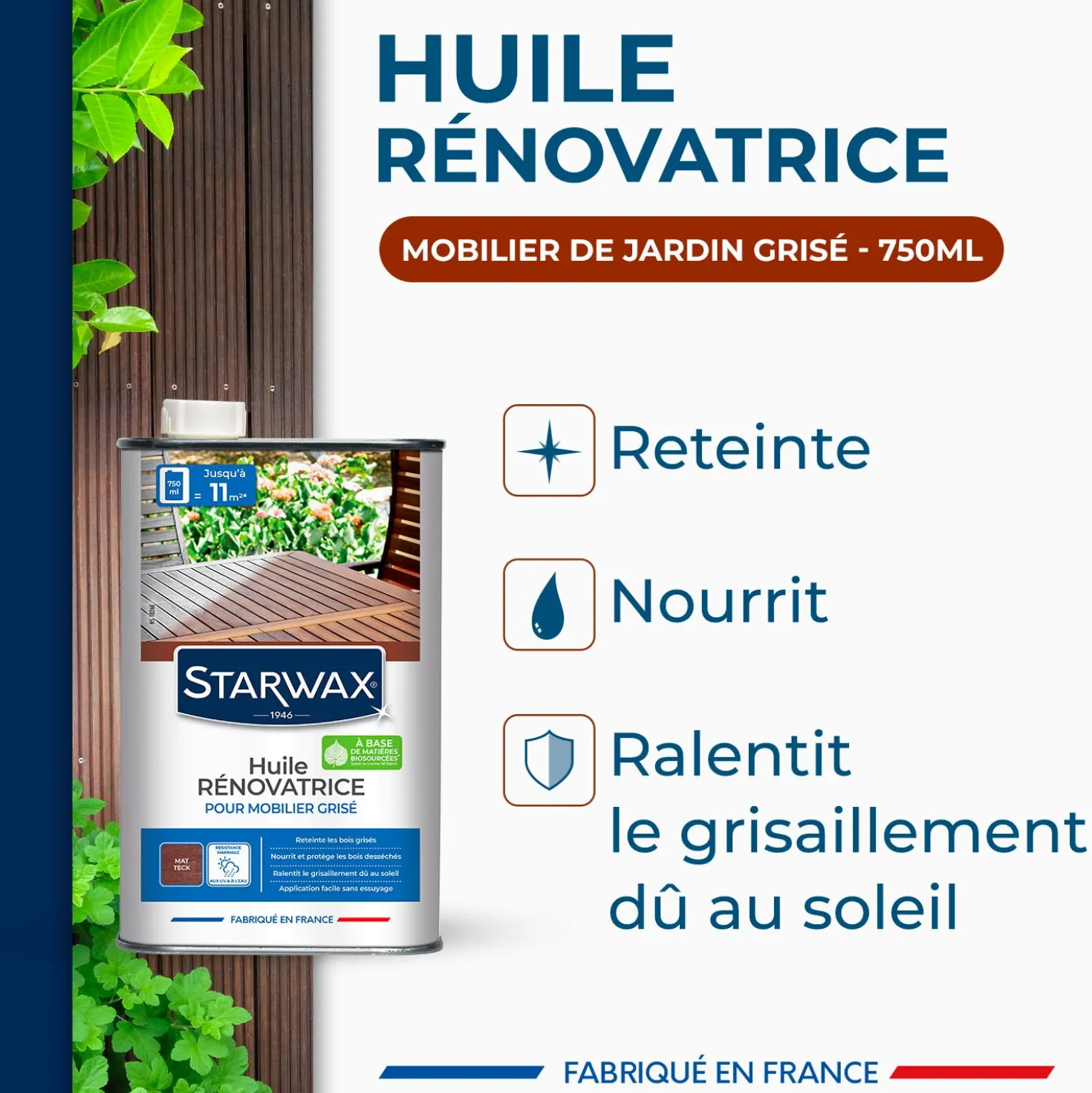 Huile rénovatrice application facile pour mobilier grisé