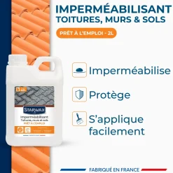Imperméabilisant eau et graisses pour toitures, murs et sols extérieurs